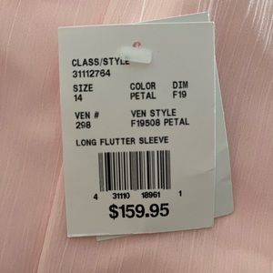 David’s Bridal color PETAL Ven Style F19508 Long Flutter Sleeve size 14 New